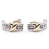 14 Karat Yellow and White Gold Diamond X Earrings