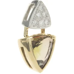 14 Karat Yellow and White Gold Pave Diamond and Andalusite Slide Pendant
