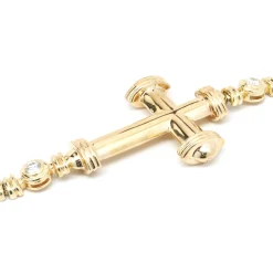 14 Karat Yellow and White Gold Bezel Set Diamond Cross Bracelet