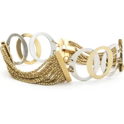 14 Karat Yellow and White Gold Mesh Oval Link Bracelet