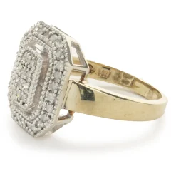 10 Karat Yellow and White Gold Vintage Diamond Elongated Fashion Ring