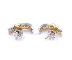14 Karat Yellow and White Gold Diamond X Earrings