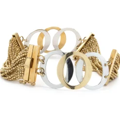 14 Karat Yellow and White Gold Mesh Oval Link Bracelet