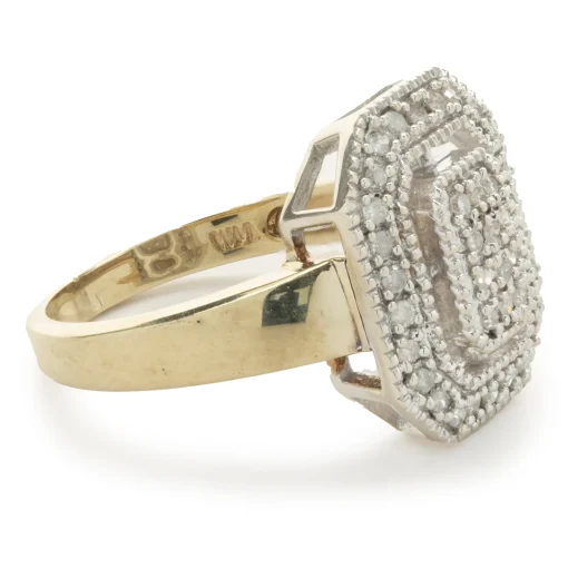 10 Karat Yellow and White Gold Vintage Diamond Elongated Fashion Ring