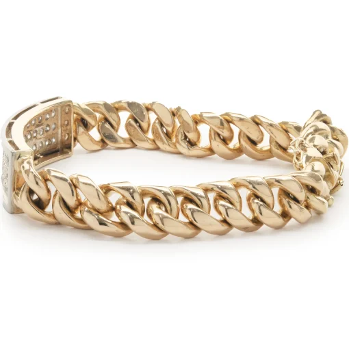 14 Karat Yellow and White Gold Pave Diamond ID Bracelet
