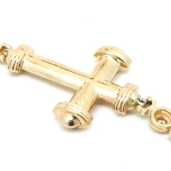14 Karat Yellow and White Gold Bezel Set Diamond Cross Bracelet