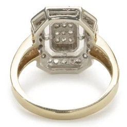 10 Karat Yellow and White Gold Vintage Diamond Elongated Fashion Ring
