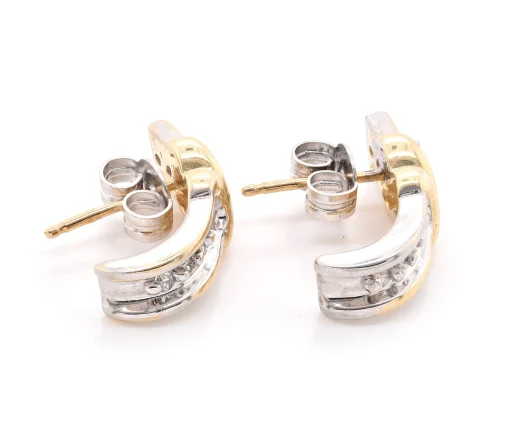14 Karat Yellow and White Gold Diamond X Earrings