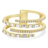 14 Karat Yellow Gold 4 Row Baguette and Round Diamond Ring