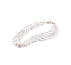 14 Karat Yellow Gold 8 Strand Potato Pearl Strand Necklace
