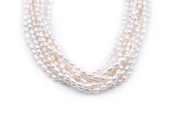 14 Karat Yellow Gold 8 Strand Potato Pearl Strand Necklace