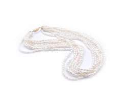 14 Karat Yellow Gold 8 Strand Potato Pearl Strand Necklace