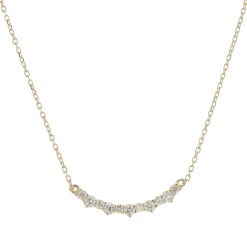 14 Karat Yellow Gold Alternating Diamond Smile Necklace