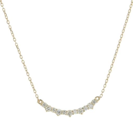 14 Karat Yellow Gold Alternating Diamond Smile Necklace