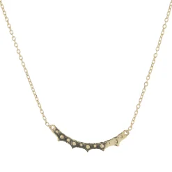 14 Karat Yellow Gold Alternating Diamond Smile Necklace