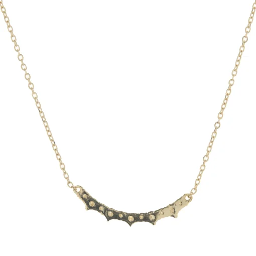 14 Karat Yellow Gold Alternating Diamond Smile Necklace
