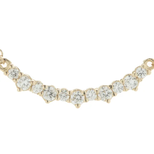14 Karat Yellow Gold Alternating Diamond Smile Necklace