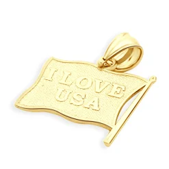 14 Karat Yellow Gold American Flag Enamel Pendant