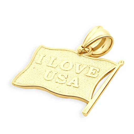 14 Karat Yellow Gold American Flag Enamel Pendant