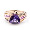 10 Karat Yellow Gold Amethyst and Diamond Ring