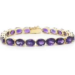 14 Karat Yellow Gold Amethyst Inline Bracelet