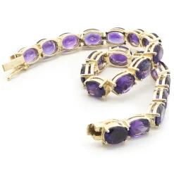 14 Karat Yellow Gold Amethyst Inline Bracelet