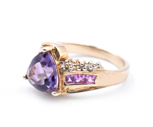 10 Karat Yellow Gold Amethyst and Diamond Ring