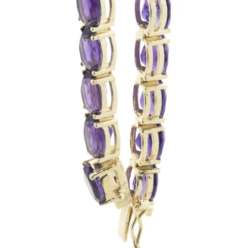 14 Karat Yellow Gold Amethyst Inline Bracelet