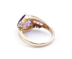 10 Karat Yellow Gold Amethyst and Diamond Ring