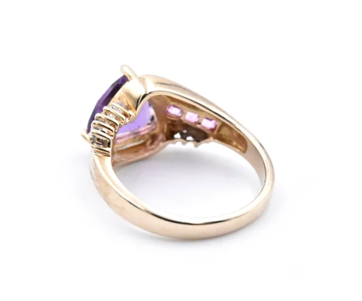 10 Karat Yellow Gold Amethyst and Diamond Ring