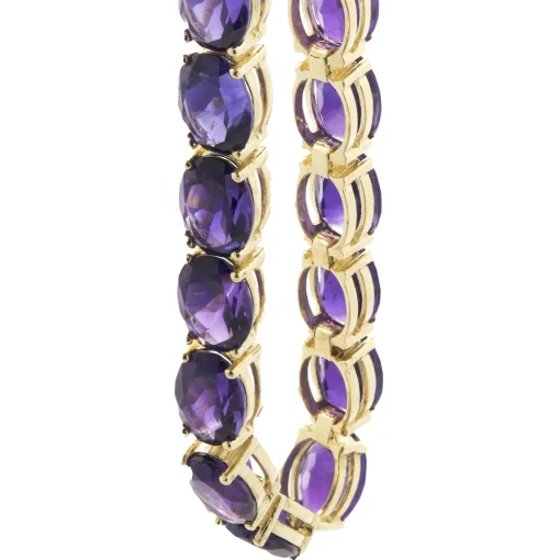 14 Karat Yellow Gold Amethyst Inline Bracelet
