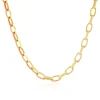 14 Karat Yellow Gold and Orange Enamel Oval Link Chain Necklace