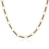 14 Karat Yellow Gold and Purple Enamel Oval Link Chain Necklace