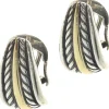 18 Karat Yellow Gold and Sterling Silver Cable Earrings