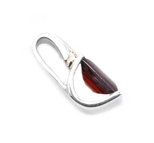 18 Karat Yellow Gold and Sterling Silver Garnet Pendant