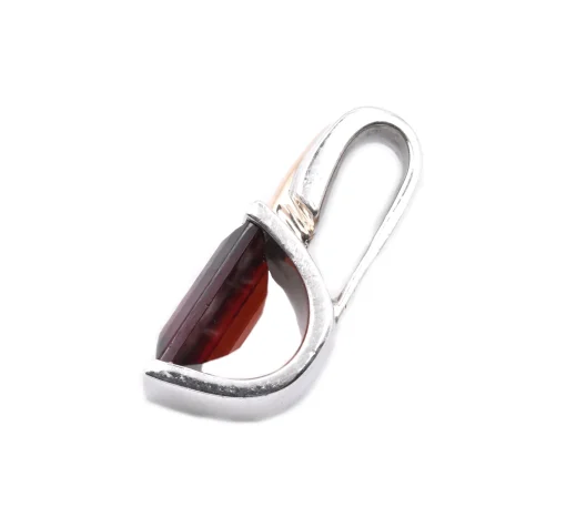 18 Karat Yellow Gold and Sterling Silver Garnet Pendant