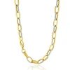 14 Karat Yellow Gold and White Enamel Oval Link Chain Necklace