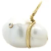 18 Karat Yellow Gold Baroque Pearl and Champagne Diamond Pendant