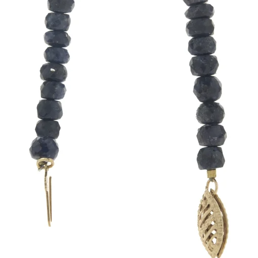 14 Karat Yellow Gold Beaded Sapphire and Pearl Necklace