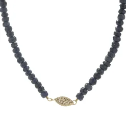 14 Karat Yellow Gold Beaded Sapphire and Pearl Necklace