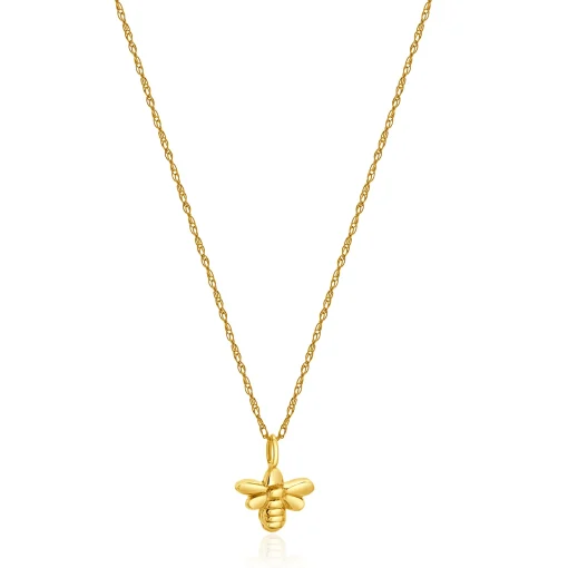 14 Karat Yellow Gold Bee Charm Necklace