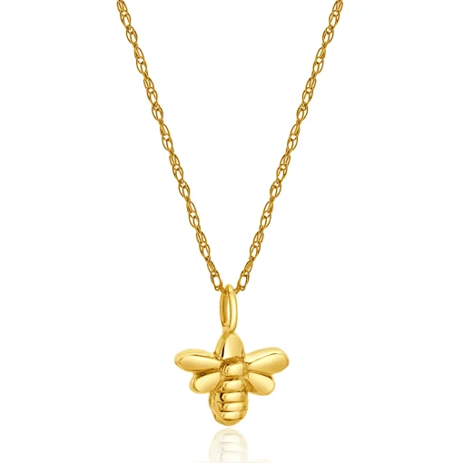 14 Karat Yellow Gold Bee Charm Necklace