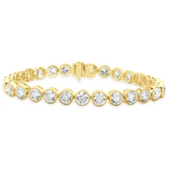18 Karat Yellow Gold Bezel Set Diamond Tennis Bracelet