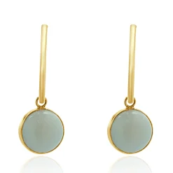 14 Karat Yellow Gold Bezel Set Opal Endless Hoop Earrings