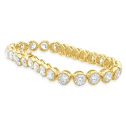 18 Karat Yellow Gold Bezel Set Diamond Tennis Bracelet
