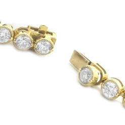 18 Karat Yellow Gold Bezel Set Diamond Tennis Bracelet