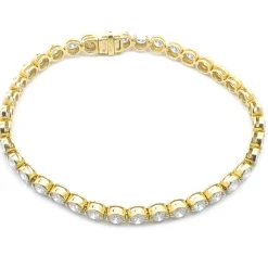 18 Karat Yellow Gold Bezel Set Diamond Tennis Bracelet