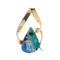14 Karat Yellow Gold Black Opal Pendant