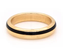 18 Karat Yellow Gold Black Enamel Band