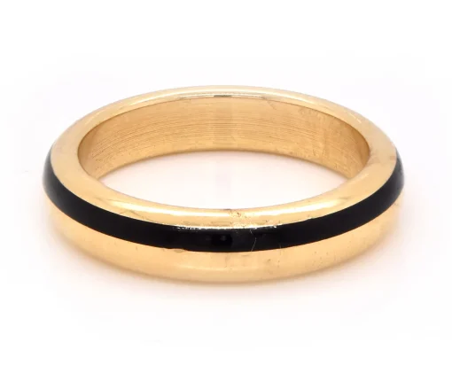 18 Karat Yellow Gold Black Enamel Band